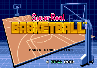 Super Real Basketball title screen for Sega Mega Drive